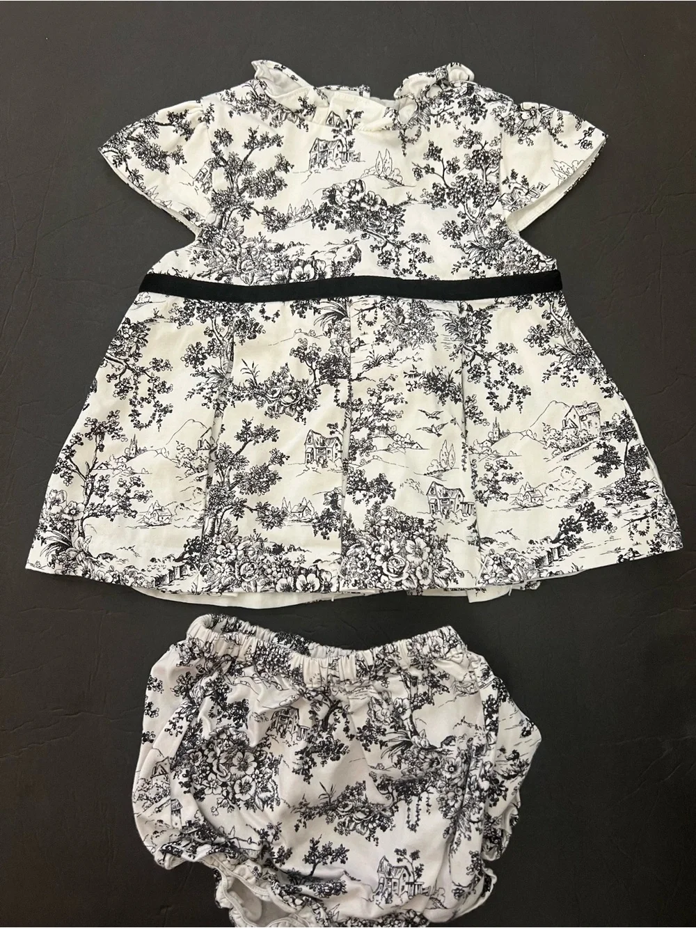 18-24m Janie and Jack Black & White Toile Dress with Matching Diaper Cover
